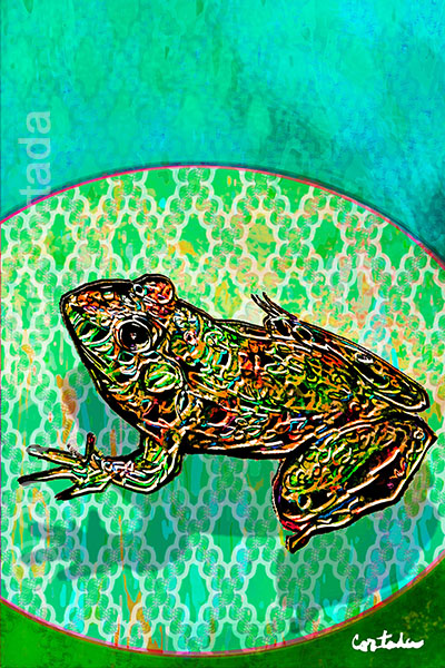 Xavier Cortada, “(Florida is…) Florida Bog Frogs,” archival ink on aluminum, 60″ x 40”, 2016